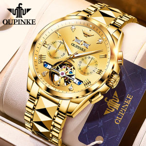 Top Swiss OUPINKE Gold Watch for Men Automatic Winding Original Waterproof 50M Mechanical Tourbillon Luxury Business Sapphire Crystal Luminous Watch Multi-color