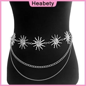 Heabety Multilayer Punk Gothic Moon Sun Waist Chain Metal Belts For Women Dress Jewelry Waist Chain Waist Belts