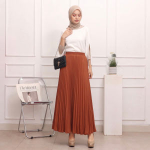 Rok Plisket Premium Hyget Mayung Polos Dewasa Hitam Flare SKirt Flowy Rempel Muslimah