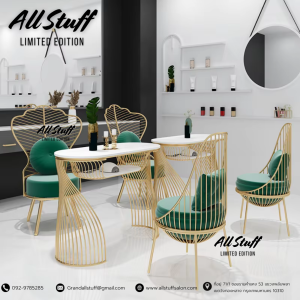 เก้าอี้แต่งหน้า เก้าอี้เสริมสวย โครงสีทอง พนักพิงหลังสูง โซฟารับแขก เก้าอี้ทำเล็บ (ราคาไม่รวมโต๊ะ) ร้านเสริมสวย เบาะกำมะหยี่ ตกแต่งร้าน ร้านอาหาร คาเฟ่ Manicure Nail Chair