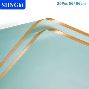 SHNGki 20 Tờ Hoa Giấy Gói Với Các Cạnh Vàng Không Thấm Nước Bó Hoa Bao Bì Sinh Nhật Đám Cưới Kỳ Nghỉ Tự Làm Quà Tặng Cho Mẹ Vợ Cửa Hàng Hoa Nguồn Cung Cấp