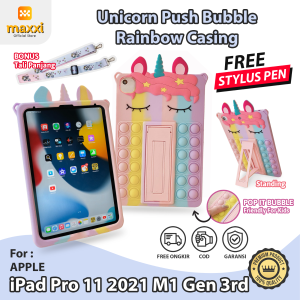 iPad Pro 11 Gen 2018 2020 2021 Softcase Unicorn Push Bubble Kid Case Anak Casing Lucu Cover Stand Tali
