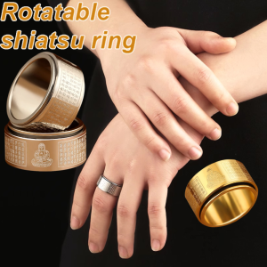Titanium Steel Buddha Heart Meridian Transit Finger Ring Heart Sutra Ring Zodiac Guardian Heart Sutra Rotation Lucky Wealth Attracting Ring