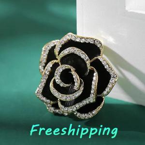 baoxue 1PC rhinestone hoa trà hoa trâm cài cho phụ nữ men pin đồ trang sức thời trang