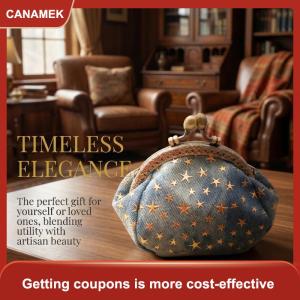 【CANAMEK】 Phụ nữ mini Wallet denim Coin Purse năm sao in khóa Pouch cho tiền xu thẻ tiền mặt mua sắm phụ kiện