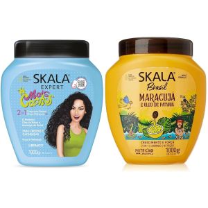 SKALA Hair Type 3ABC - Mais Cachos & Passion Fruit Combo - Hydrate Curls Eliminate Frizz For Curly Hair - 2-IN-1 Conditioning Treatment & Cream to Comb