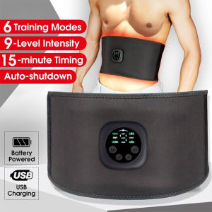 EMS Fitness Abdominal Exerciser Muscle Stimulator Waist Trainer Vibrating Smart Slimming Belt Abdominal Apparatus Weight Loss Massager USB Rechargeable