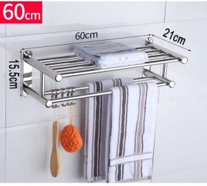 YunMchu. 2-layer Bathroom Towel Rack Stainless Steel Towel Rack Bathroom Shelf Toilet Storage Wall-mounted Punch-free