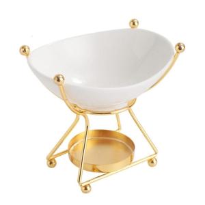 Golden Four Legged Metal Ceramics Essential Oil Burners Tealight Holder Stand for Aromatherapies and Home Decoration