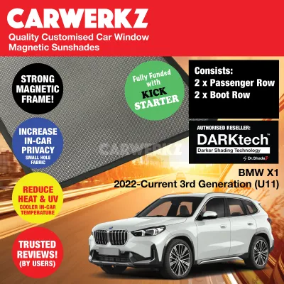 CERTIFIED ORIGINAL Dr Shadez DARKtech BMW X1 2022-Current 3rd Generation (U11) Germany SUV Customised Window Magnetic Sunshades