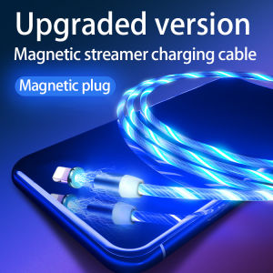 【Ready Stock】Magnetic Led Streamer 3 In 1 Fast Charging Date Cable Compatible For iPhone Micro Usb Type C Charger Cord