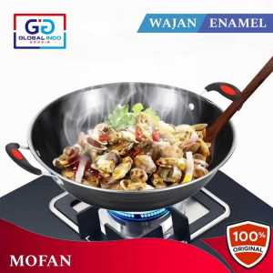 Wajan Enamel Masak Kuali Goreng Warna Hitam Wok Pan Anti Lengket Non-Stick