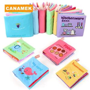 【CANAMEK】 Baby Cloth Books Childrens Cognitive Cloth Books Marine Life Food Fruit Knowledge Christmas Halloween Gift