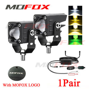 MOFOX 1Pair M1 Laser Gun 80W MDL Motorcycle Mini Driving Lights Full Set High/Low Beam Blue Red Green 3Color Auxiliary Light Spotlight Flash Light For Motorcycle Car