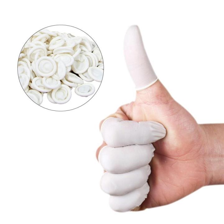 10 găng cao su đeo ngón tay màu trắng