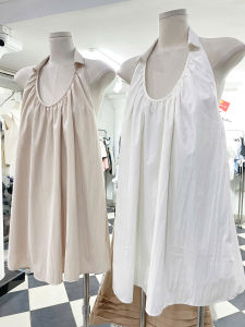 Trắng/ Nude/ Đỏ / Đen 2 lớp Vải gió mịn ít nhăn Đầm/ Áo chữ A cổ yếm trễ hở lưng dây rút điều chỉnh gợi cảm năng động cá tính GIENY DRESS