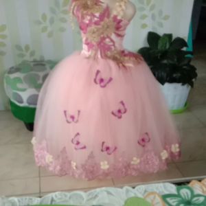 dresss pesta anak mewah elegan ( semata kaki ) + free bando