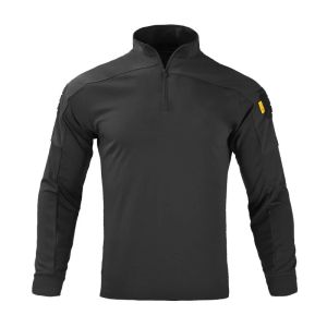 Mens Tactical Long Sleeve Shirt 1/4 Zip Military Combat Top Breathable Quick Dry Outdoor Hiking Work Shirt