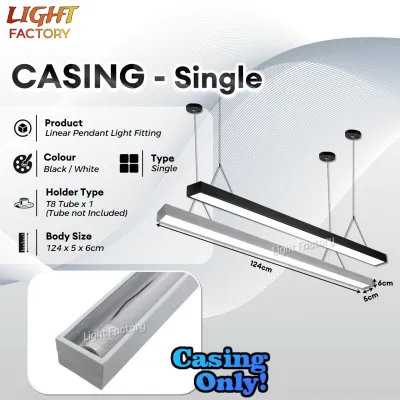 Office Pendant Light 4FT LED T8 Linear Light Casing Kalimantang Tube Fitting Ceiling Wall Lighting Lampu Panjang Siling