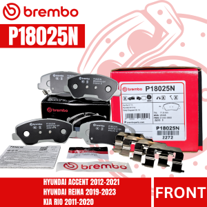BREMBO P18025N Ceramic Brake Pads for Hyundai Accent Reina Kia Rio Front Set of 4PCS High Performance Brakepads