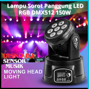 SHEHDS Lampu Sorot Panggung LED Spotlight Stage RGB DMX512 150W 240V - SHE-0718 / Lampu Sorot Panggung Bergerak  / Lampu Disko Warna  warni / Lampu Panggung Sensor Musik / Lampu Tembak Sorot Warna warni