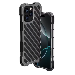 R-JUST Shockproof Case for iPhone 16 Pro Max 15 Pro 14 Plus 13 12 Pro Max Metal Heat Dissipation Phone Case New Breathable Hole Heat Dissipation Case Full Back Camera Lens Cover