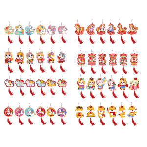 6pcs Horse Theme Celebration Ornament with Gold Foil for Wall Hanging Decorations Festival Accessories