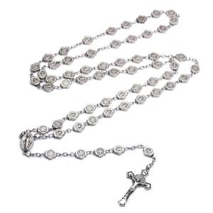 Jesus for Cross Crucifix Necklace 8mm Rosary Pendant for Men Women Dainty Children Boy Girl Gift Car Rearview Mirror Dec