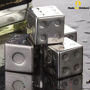 Stainless Steel Dice Whiskey Chiller Cubes  - Set of 4 - Whiskey Stone / Whisky Stones [Made For Drinkers]
