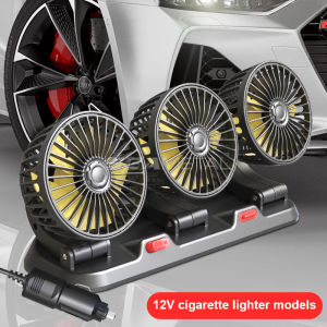 SEAMETAL Kipas Kepala Mobil Ganda Pengisi Daya Usb Kipas Angin Pendingin Sandaran Kursi Mobil Mobil 3 Kecepatan Mobil Universal 360 Derajat Kipas Angin Berputar