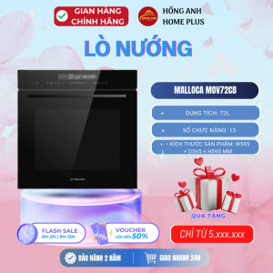 Lò nướng kết hợp vi sóng Malloca MOV72CB dung tích lớn 72L thiết kế âm tủ hiện đại với mặt kính đen