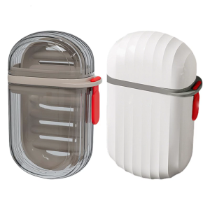 Durability PP PET Soap Dish With Secures Lid And Efficient Water Drainage Keep Soap Dry And Clean For Longevities