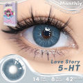 lens power [0.00-6.00] UYAAI 1 Pair Colored Contact 14.2mm LOVE STORY Oxytocin Brown Gray Blue Green Wearing Lens Natural Look Monthly Replacement. 