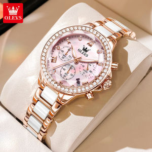 FCOLEVS Watch For Women Original Design Brand Fashion Elegant Waterproof Luminous Chronograph Diamond Diamond Mirror Stainless Steel Ceramic Quartz Ladies Watch