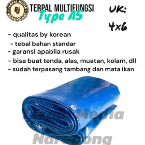 Terpal Multifungsi A5 Warna Biru/Orange Ukuran 4x6 Meter Bahan Korea