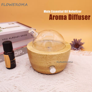 FLOWEROMA Wooden Waterless Essential Oil Diffuser 7 Colors Night Light Intermittent Mist Aroma Nebulizer for Home Office Spa