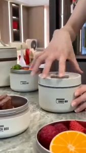 304 Stainless Steel Thermal Lunch Box Set Stackable Bento Box with Bag Bekas Makanan Tahan Panas