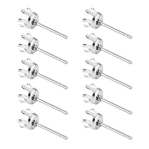 Pack of 10 Sturdy Stainless Steel Prong Earring Settings Accessory for Secure Making and Craft Projects