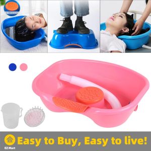 【Fast Shipping】 Neck Rest In Bed Shampoo Basin Salon Hair Washing Tray for Pregnant Elderly Portable Inflatable Hair Washing Basin W/ Drain Tube Nursing-Shampoo-Sink