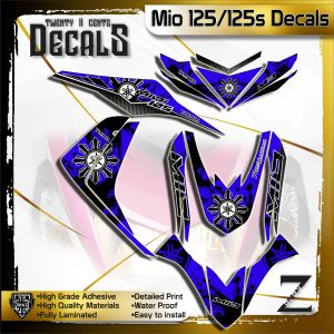 Yamaha Mio i 125 / 125s Decals water-proof Vinyl-Laminated Stickers blue sun