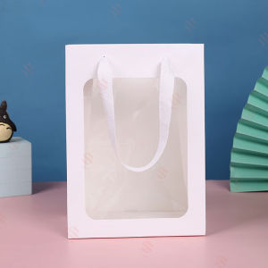 Kraft Paper Bag Handbag Dustproof Gift Bag Paper Bag Reusable Handheld Window Bag