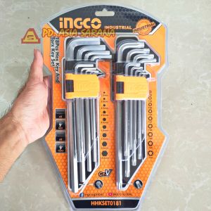 [2in1] Long Hex & Torx Key 18pcs Set INGCO HHKSET0181 Kunci L Bintang Cr-V