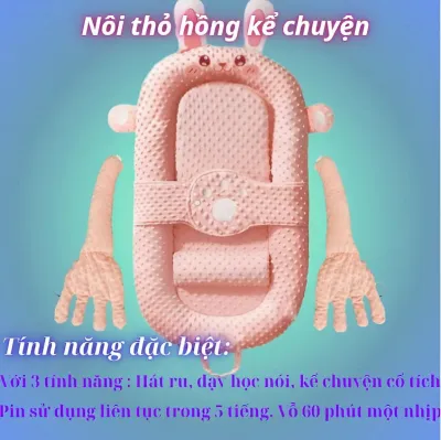 Nôi ngủ chung giường cho bé sơ sinh đến 24 tháng vải Hàn Quốc cao cấp kèm gối chặn và gối chống trào ngược