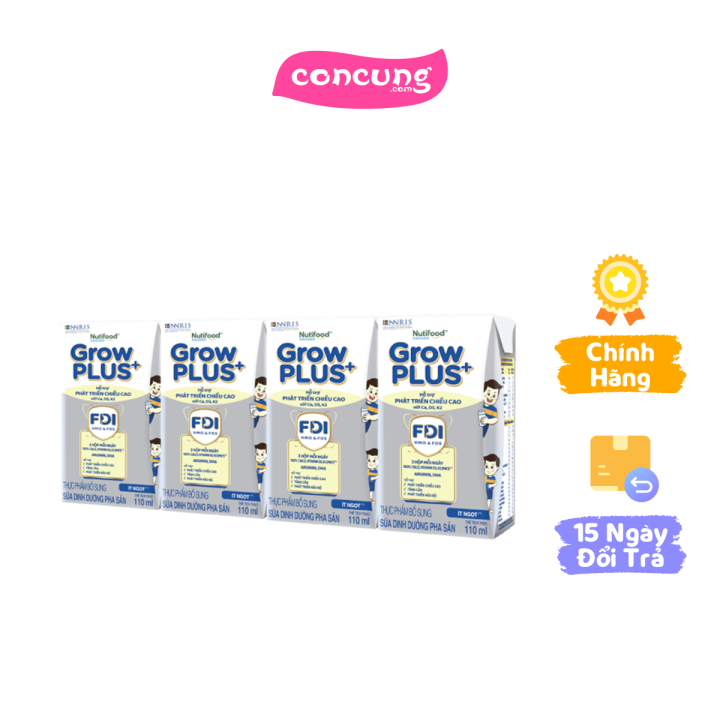 Thực phẩm bổ sung sữa dinh dưỡng pha sẵn GrowPLUS+ (Bạc), 4x110ml (trên 1 tuổi)