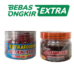 PAKET RAWATAN JAMU SETAN TOPLES (SETAN MERAH TOPLES 110 BUTIR + EXTRAFOODING SETAN BIRU TOPLES 100 BUTIR)