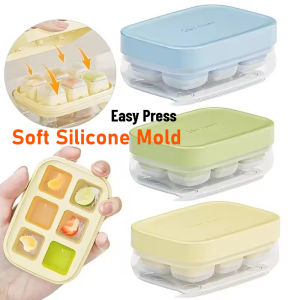 Press Type Ice Cube Mold Ice Cube Tray with Lid Portable Leak-Proof Ice Moulder Home Kitchen Bar Accessories