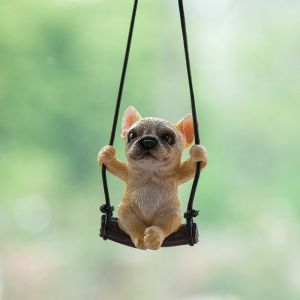 Gantungan Mobil French Bulldog Prancis Dekorasi Spion Tengah Mobil Pendant Hiasan Liontin Kaca Spion Mobil
