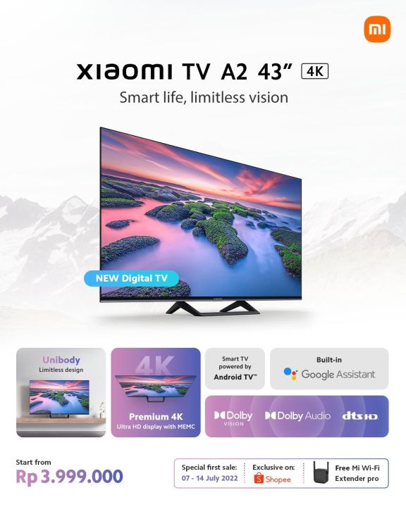 TV 43 XIAOMI A2 ULTRAHD 4K SMART TV WIFI
