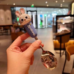 Zootopia Judy Nick304 Stainless Steel Spoon Fork Set Household Alloy Chopsticks Spoon Set Cute