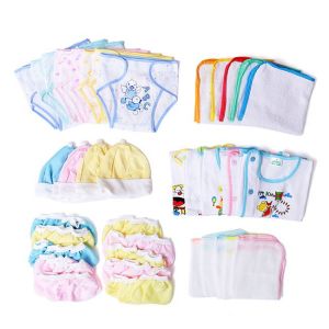 SET 50 Món Đồ Dùng Sơ Sinh(5 áo bác sĩ  tay dài+ 10 tã dán + 5 nón + 10 bao tay + 10 bao chân + 5 lót chống thấm+ 5 khăn 4 lớp)